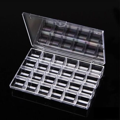 24 Slots Rhinestone Box Storage Containers Empty Clear Nail Art Decoration Storage Box for Nail Glitter Jewelry Crystal Diamond Accessories in Kuwait