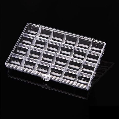 24 Slots Rhinestone Box Storage Containers Empty Clear Nail Art Decoration Storage Box for Nail Glitter Jewelry Crystal Diamond Accessories in Kuwait
