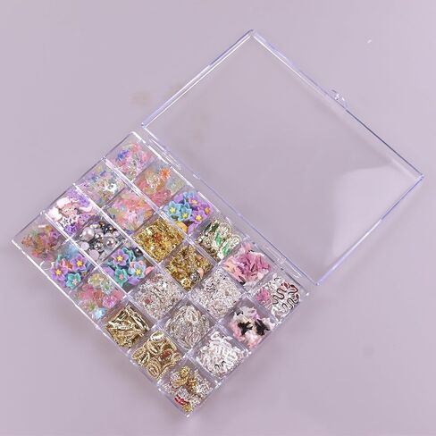 24 Slots Rhinestone Box Storage Containers Empty Clear Nail Art Decoration Storage Box for Nail Glitter Jewelry Crystal Diamond Accessories in Kuwait