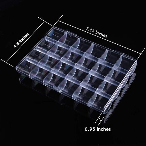 24 Slots Rhinestone Box Storage Containers Empty Clear Nail Art Decoration Storage Box for Nail Glitter Jewelry Crystal Diamond Accessories in Kuwait