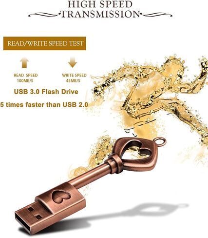 محرك فلاش USB 64 جيجابايت USB 3.0 لحفلات الزفاف مع صندوق هدايا خشبي، سرعة عالية تصل إلى 100 ميجابايت/ثانية، سلسلة مفاتيح exFat Thumb Drive Jump Drive هدية للذكرى السنوية/عيد الميلاد/المصور/الزفاف in Kuwait