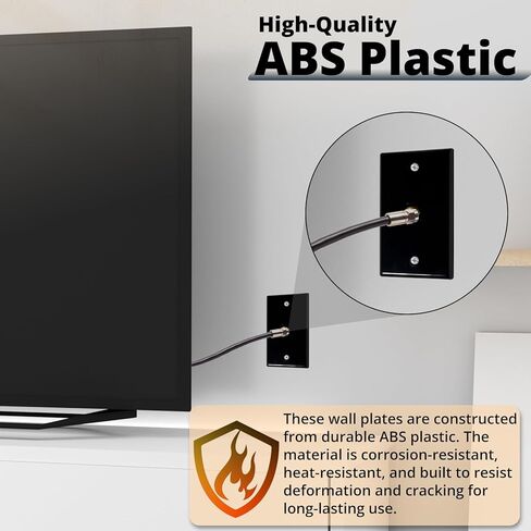 HXH Black 1 Port Coax Wall Plate with Gold-Plated F-Type Connector, Coaxial Cable Outlet Cover for TV Antenna, Single Gang Coaxial Wall Plate, 2 Screws Included, 1-Pack in Saudi Arabia