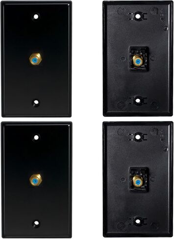 HXH Black 1 Port Coax Wall Plate with Gold-Plated F-Type Connector, Coaxial Cable Outlet Cover for TV Antenna, Single Gang Coaxial Wall Plate, 2 Screws Included, 1-Pack in Saudi Arabia
