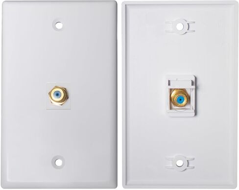HXH Black 1 Port Coax Wall Plate with Gold-Plated F-Type Connector, Coaxial Cable Outlet Cover for TV Antenna, Single Gang Coaxial Wall Plate, 2 Screws Included, 1-Pack in Saudi Arabia