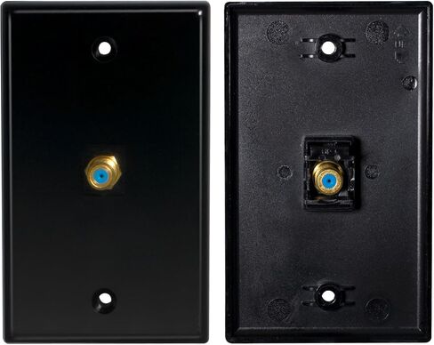 HXH Black 1 Port Coax Wall Plate with Gold-Plated F-Type Connector, Coaxial Cable Outlet Cover for TV Antenna, Single Gang Coaxial Wall Plate, 2 Screws Included, 1-Pack in Saudi Arabia