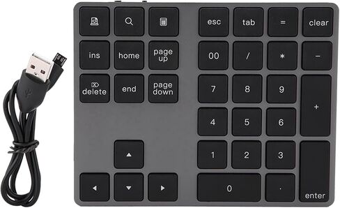 34 Keys Bluetooth Numeric Keypad, Wireless Mini Numpad with Aluminum Alloy Frame for PC iOS Laptop in Saudi Arabia