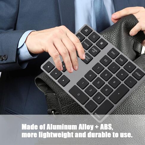 34 Keys Bluetooth Numeric Keypad, Wireless Mini Numpad with Aluminum Alloy Frame for PC iOS Laptop in Saudi Arabia
