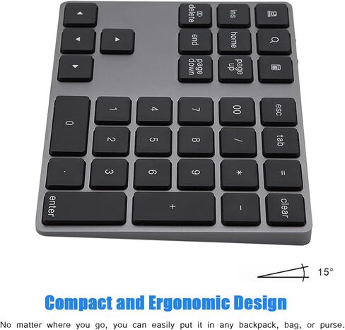 34 Keys Bluetooth Numeric Keypad, Wireless Mini Numpad with Aluminum Alloy Frame for PC iOS Laptop in Saudi Arabia