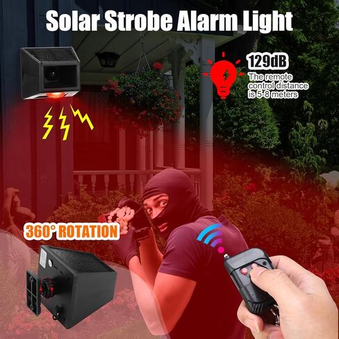 Qualirey 2 Pack Solar Motion Sensor Alarm Outdoor Wireless Security Alert System Freely Rotatable Solar Animal Repeller with Remote Control, 4 Working Modes for Home, Driveway, Farm, Animal Deterrent in Saudi Arabia