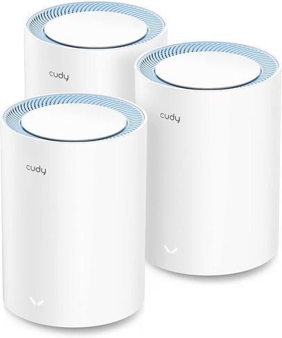Cudy M1200 3-Pack AC1200 Whole Home Mesh WiFi System, 2.4GHz 5GHz Dual Band WiFi Router, Range Extender and Router, VPN, IPv6, DDNS in Kuwait