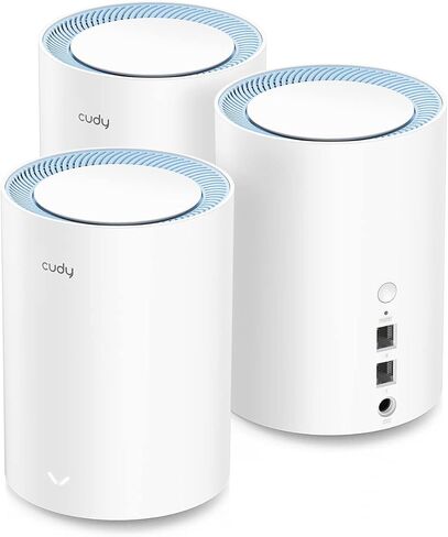 Cudy M1200 3-Pack AC1200 Whole Home Mesh WiFi System, 2.4GHz 5GHz Dual Band WiFi Router, Range Extender and Router, VPN, IPv6, DDNS in Kuwait