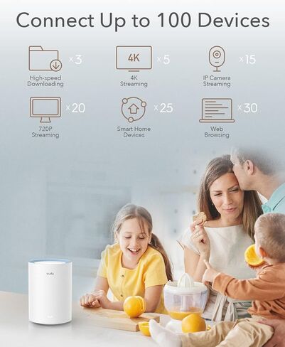 Cudy M1200 3-Pack AC1200 Whole Home Mesh WiFi System, 2.4GHz 5GHz Dual Band WiFi Router, Range Extender and Router, VPN, IPv6, DDNS in Kuwait