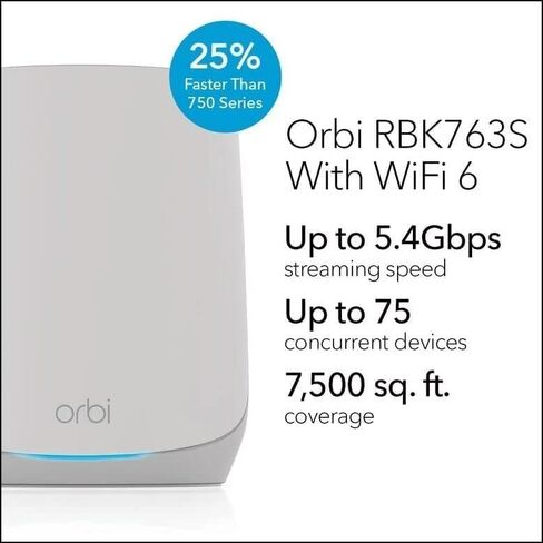 Netgear RBK763S-100NAS Orbi Tri-Band WiFi 6 Mesh System Router + 2 قمر صناعي in Kuwait