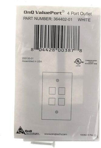 لوحة حائط ليجراند On-Q 364402-01 Anyport Designer، واجهة، 4 منافذ، أبيض in Kuwait