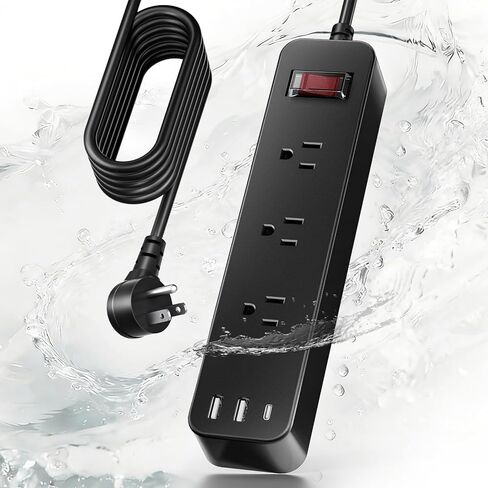 Outdoor Power Strip Weatherproof, IPX6 Waterproof Surge Protector, Shockproof with 3 Wide Outlet & 3 USB Ports, 6FT Long Extension Cord, Wall Mountable for Outdoor Garden, Patio & Camping (6 FT) in Saudi Arabia