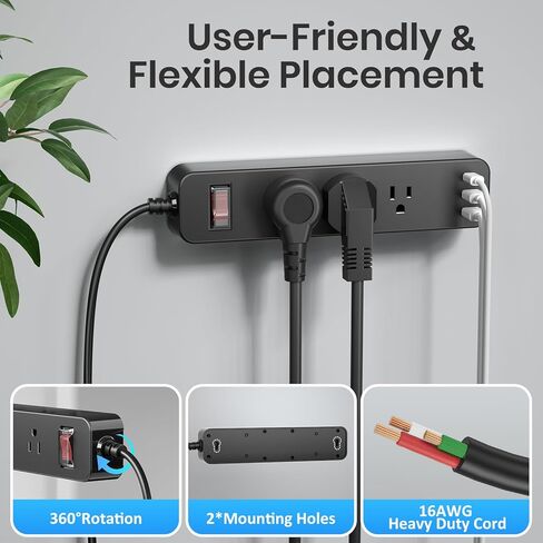 Outdoor Power Strip Weatherproof, IPX6 Waterproof Surge Protector, Shockproof with 3 Wide Outlet & 3 USB Ports, 6FT Long Extension Cord, Wall Mountable for Outdoor Garden, Patio & Camping (6 FT) in Saudi Arabia