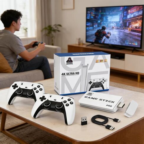M15 2026 ترقية Retro Game Stick Pro، 128 جيجابايت، وحدة تحكم ألعاب قديمة، التوصيل والتشغيل لأجهزة الكمبيوتر التلفزيونية in Saudi Arabia