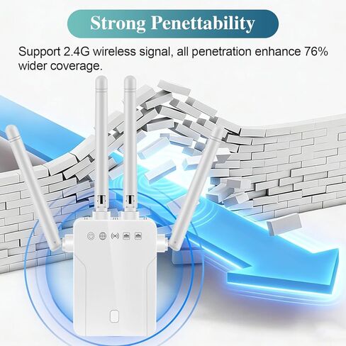 معزز إشارة موسع WiFi 2026 مكرر الإنترنت للمنزل طويل المدى يغطي مساحة تصل إلى 8470 مترًا مربعًا. قدم. لشقة الطابق السفلي مكتب البيت in Kuwait