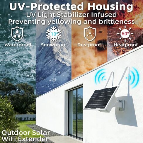 Solar Outdoor WiFi Extender, Coverage Up to 200 Feet,2.4G WiFi Extender,Wireless Signal Booster, WiFi Repeater 300Mbps,WiFi Amplifier with 27000mAh Battery (33 * 25) in Saudi Arabia