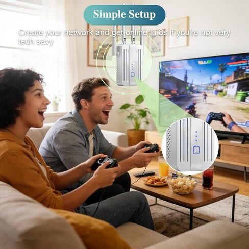 معزز إشارة موسع WiFi للمنزل 2026 مكرر الإنترنت طويل المدى يصل إلى 9995 قدم مربع. قدم. تغطية واي فاي للمنزل بالكامل (أبيض) in Kuwait