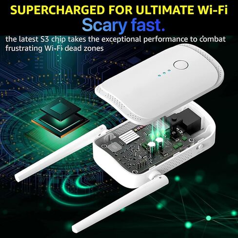 Powerful WiFi Extender Signal Booster, Up to 10,000 Sq Ft & 50 Devices, Whole Home Coverage Internet Repeater with Ethernet Port, Works with Any Router | Plug and Play in Saudi Arabia