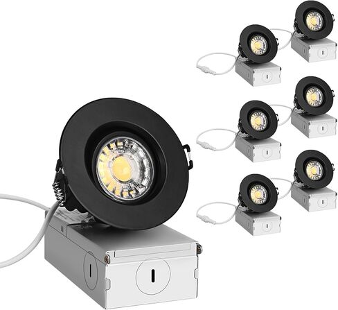 LED Recessed Gimbal Light - 4pack 3 inch recessed led Lights White Trim Canless LED Eyeball Light 5color Temperature Selectable, Recessed Ceiling Lights with Junction Box IC Rated 3inch White 4p in Kuwait