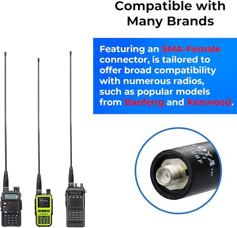 1 Pack 15.2-Inch High Gain Antenna SMA-Female Dual Band VHF/UHF 144/430MHz Long Range Replacement for Kenwood Icom Yaesu Handheld Ham Radio – Outdoor Emergency Survival Hiking in Saudi Arabia