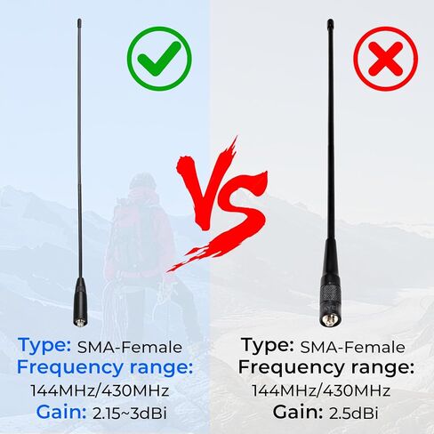 2 حزمة 15.2 بوصة هوائي عالي الكسب SMA-أنثى ثنائي النطاق VHF/UHF 144/430 ميجا هرتز بديل طويل المدى لراديو Kenwood Icom Yaesu المحمول لحم الخنزير - المشي لمسافات طويلة في حالات الطوارئ في الهواء الطلق in Saudi Arabia