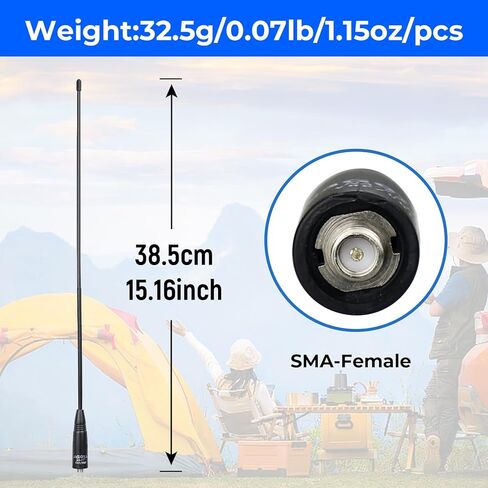 2 حزمة 15.2 بوصة هوائي عالي الكسب SMA-أنثى ثنائي النطاق VHF/UHF 144/430 ميجا هرتز بديل طويل المدى لراديو Kenwood Icom Yaesu المحمول لحم الخنزير - المشي لمسافات طويلة في حالات الطوارئ في الهواء الطلق in Saudi Arabia