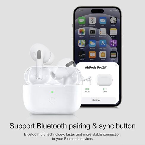 حافظة شحن لاسلكية متوافقة مع AirPod Pro الجيل الأول والثاني، حافظة Air Pod Pro 1 2 بديلة مع زر مزامنة بلوتوث، شحن USB-C in Kuwait