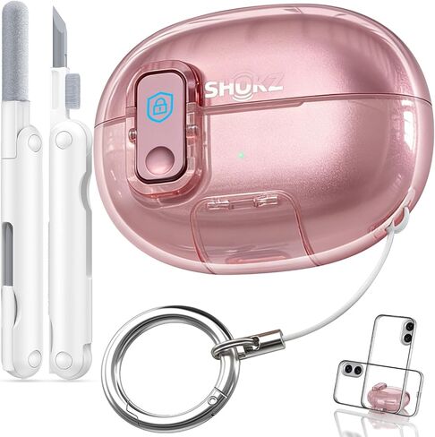 for SHOKZ OpenDots ONE Case with Safety Lock & Phone Stand,Soft TPU Clear Case Drop Protective for SHOKZ OpenDots One's Earbuds with Cleaning Kit & Keychain for Men Women-(Clear+White) in Saudi Arabia