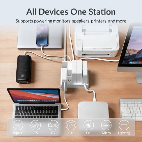 محطة شحن الكمبيوتر المحمول Gitryin، 140 وات، 2 * 65 وات، 2 * 40 وات شواحن USB C قابلة للسحب، 10 منافذ من النوع C مع شريط طاقة تبريد، محور شحن 350 وات in Kuwait