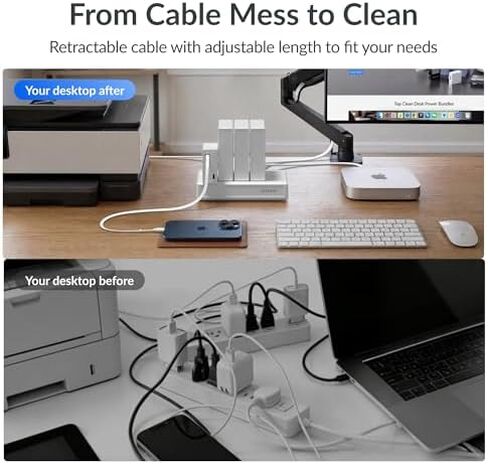 محطة شحن الكمبيوتر المحمول Gitryin، 140 وات، 2 * 65 وات، 2 * 40 وات شواحن USB C قابلة للسحب، 10 منافذ من النوع C مع شريط طاقة تبريد، محور شحن 350 وات in Kuwait