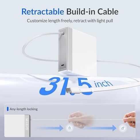 محطة شحن الكمبيوتر المحمول Gitryin، 140 وات، 2 * 65 وات، 2 * 40 وات شواحن USB C قابلة للسحب، 10 منافذ من النوع C مع شريط طاقة تبريد، محور شحن 350 وات in Kuwait