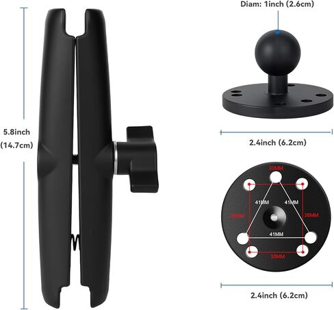 حامل كروي مقاس 1 بوصة لجهاز Garmin Striker 4، حامل إلكتروني من الألومنيوم مع لوحات مستديرة AMPS مزدوجة وقاعدة مسار T-Bolt وحامل الكاميرا، لجهاز تحديد الأسماك/GPS Chartplotter، مجموعات تثبيت قوارب الكاياك مناسبة لأنظمة ذاكرة الوصول العشوائي in Kuwait