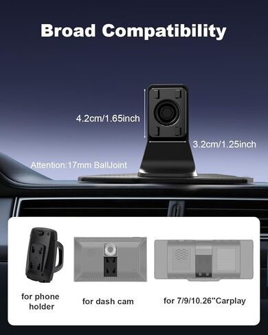 حامل حامل Carplay لحامل شاشة CarPlay المحمول مقاس 7/9/10.26 بوصة، حامل GPS مع قاعدة لاصقة كبيرة جدًا قابلة للاستبدال، حامل لاصق للوحة القيادة قابل للتعديل لأجهزة تشغيل السيارة in Kuwait