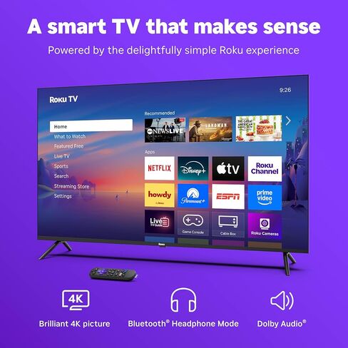 تلفزيون Roku الذكي - سلسلة مختارة مقاس 43 بوصة، تلفزيون 4K HDR - RokuTV مع جهاز تحكم عن بعد صوتي محسّن - تلفزيون LED بشاشة مسطحة مع شبكة Wi-Fi لبث الأخبار المحلية المباشرة والرياضة والترفيه العائلي in Saudi Arabia
