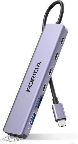 FORIDA Aluminum Alloy 10Gbps USB C Hub, Portable 7-Port Multiport USBC Splitter, 4 USB-C 3.2, 2 USB 2.0, 100W PD Fast Charging Port, USB 3.2 HUB for Laptops, MacBook, iPad, Surface Pro(Gray) in Saudi Arabia