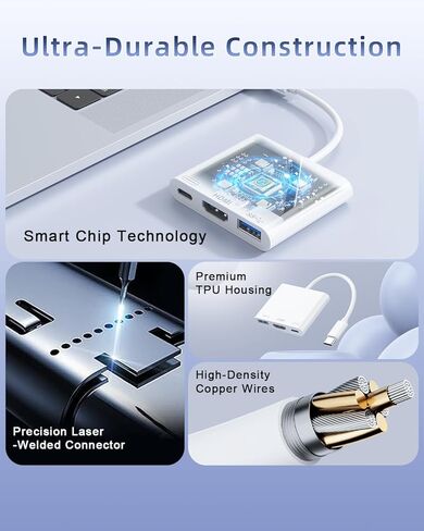 USB C to HDMI Adapter 4K@60Hz, 100W PD Fast Charging, USB 3.0 Multiport Hub – Digital AV Converter Compatible with iPhone 15/16/17, MacBook Pro/Air, iPad Pro, Galaxy, Switch, Surface, and More in Saudi Arabia