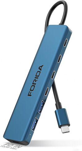 FORIDA Aluminum Alloy 10Gbps USB C Hub, Portable 7-Port Multiport USBC Splitter, 4 USB-C 3.2, 2 USB 2.0, 100W PD Fast Charging Port, USB 3.2 HUB for Laptops, MacBook, iPad, Surface Pro(Gray) in Kuwait