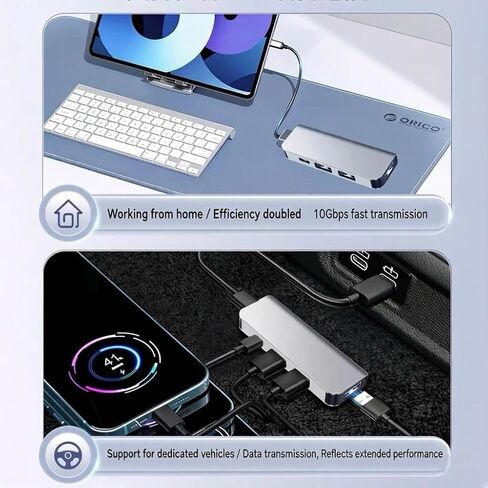 Car Accessories 4-in-1 Car USB Hub Equipped with a Data Interface and Multiple Type-C/USB-A Fast Charging interfaces，USB Hub for iPhone,iPad,Samsung Galaxy,USB Flash Drive，Android（Black） in Saudi Arabia