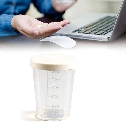 30ml Plastic Medicine Cups with Lid,Transparent Measuring Cup Test Calibration Liquid Container Measuring Tool,Transparent Reusable Graduated Cups,Measure Container for Mixed Pills in Saudi Arabia