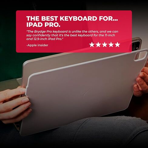 لوحة مفاتيح Brydge 12.9 Pro (الجيل الثالث، موديل 2018) قابلة للتعديل ومحمولة - متوافقة مع iPad Pro الجيل الثالث والرابع (2018 و2020، رمادي فضائي) in Kuwait