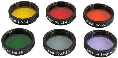 1.25Inch Telescope Filters Kit 6PCS Telescope Color Filter Set with Aluminum Storage Box Telescopes Eyepieces Accessories Colorful Filter (6PCS) in Kuwait