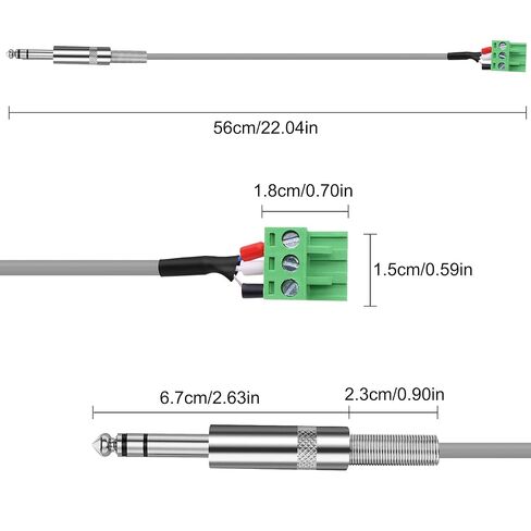 XMSJSIY 6.35mm TRS to 3-pin Phoenix Audio Cable 1/4" Stereo Male to 5.08mm Pitch 3 Pin PCB Screw Terminal Block Adapter Connector Cord for Guitar Speakers Cable DIY-0.5M/1.6FT in Saudi Arabia