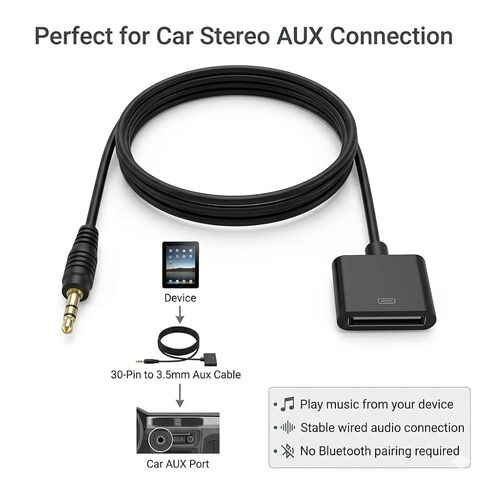 كابل Aux 30 دبوس إلى 3.5 مم، موصل قاعدة أنثى 1.5 متر إلى كابل صوت ذكر لستيريو السيارة Flyaudio، مدخل AUX للمنزل والسيارة in Kuwait