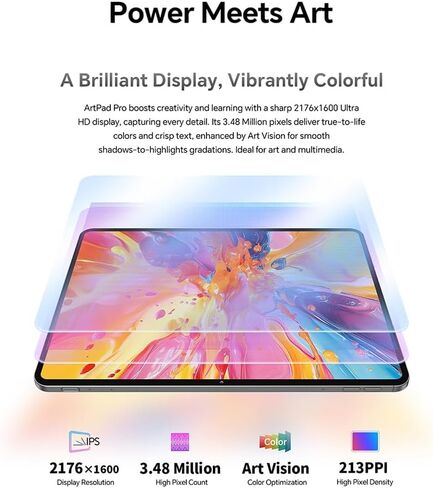 تابلت TECLAST Artpadpro Android 15، شاشة 12.7 بوصة 2176 × 1600، 20 جيجابايت + 256 جيجابايت، Gemini AI، 10000 مللي أمبير + 30 وات شحن سريع، تابلت 13 بوصة مع Widevine L1، 5G WiFi، 4G LTE، GPS - يتضمن قلم in Saudi Arabia