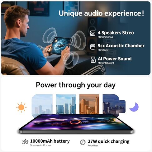 تابلت TECLAST Artpadpro Android 15، شاشة 12.7 بوصة 2176 × 1600، 20 جيجابايت + 256 جيجابايت، Gemini AI، 10000 مللي أمبير + 30 وات شحن سريع، تابلت 13 بوصة مع Widevine L1، 5G WiFi، 4G LTE، GPS - يتضمن قلم in Saudi Arabia