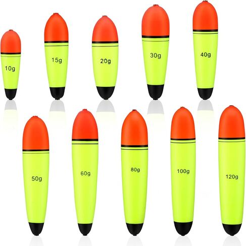 Outus 10 Pcs EVA Sea Bass Fishing Floats Set (10g-120g) Fishing Floats Slip Bobbers, EVA Slider Bobbers, Freshwater Saltwater in Saudi Arabia