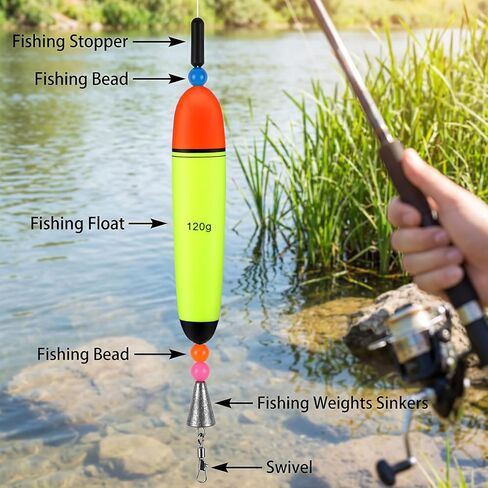 Outus 10 Pcs EVA Sea Bass Fishing Floats Set (10g-120g) Fishing Floats Slip Bobbers, EVA Slider Bobbers, Freshwater Saltwater in Saudi Arabia